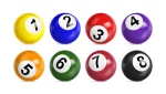 Bolas numeradas de 1 a 8 em diferentes cores usadas em sorteios de loteria